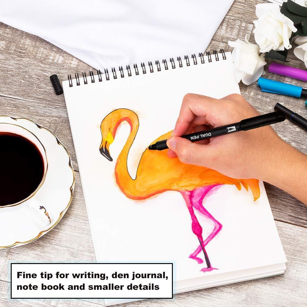 Dual Tip Calligraphy Brush Marker Pens, 18 Brush and Fine Tip Art Marker Pens for Journaling Hand Lettering Writing Planner by Aen Art
