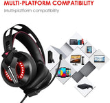 Gaming Headset - Combatwing PS4 Headset 7.1 Surround Sound PC Headsets Xbox One Headset with Noise Canceling Mic Best Gaming Headphones for PS4/PS2/PC/Mac/Cellphones/Xbox One