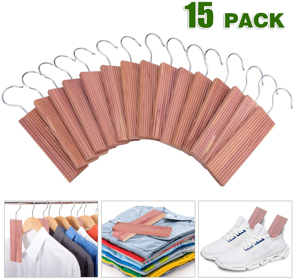 ACMETOP 15 Pack Cedar Hang Ups, 100% Natural Cedar Blocks for Clothes Storage, Aromatic Cedar Balls Hangers, Storage Accessories Closets & Drawers