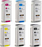 LKB 6PK Compatible HP72 Ink Cartridge Replacement with 130ML Use with designjet T1100 T1200 T1100ps T1120 SD-MFP T1120ps T2300 T610 T620 T770 Series Printer (6 Pack HP72) -US