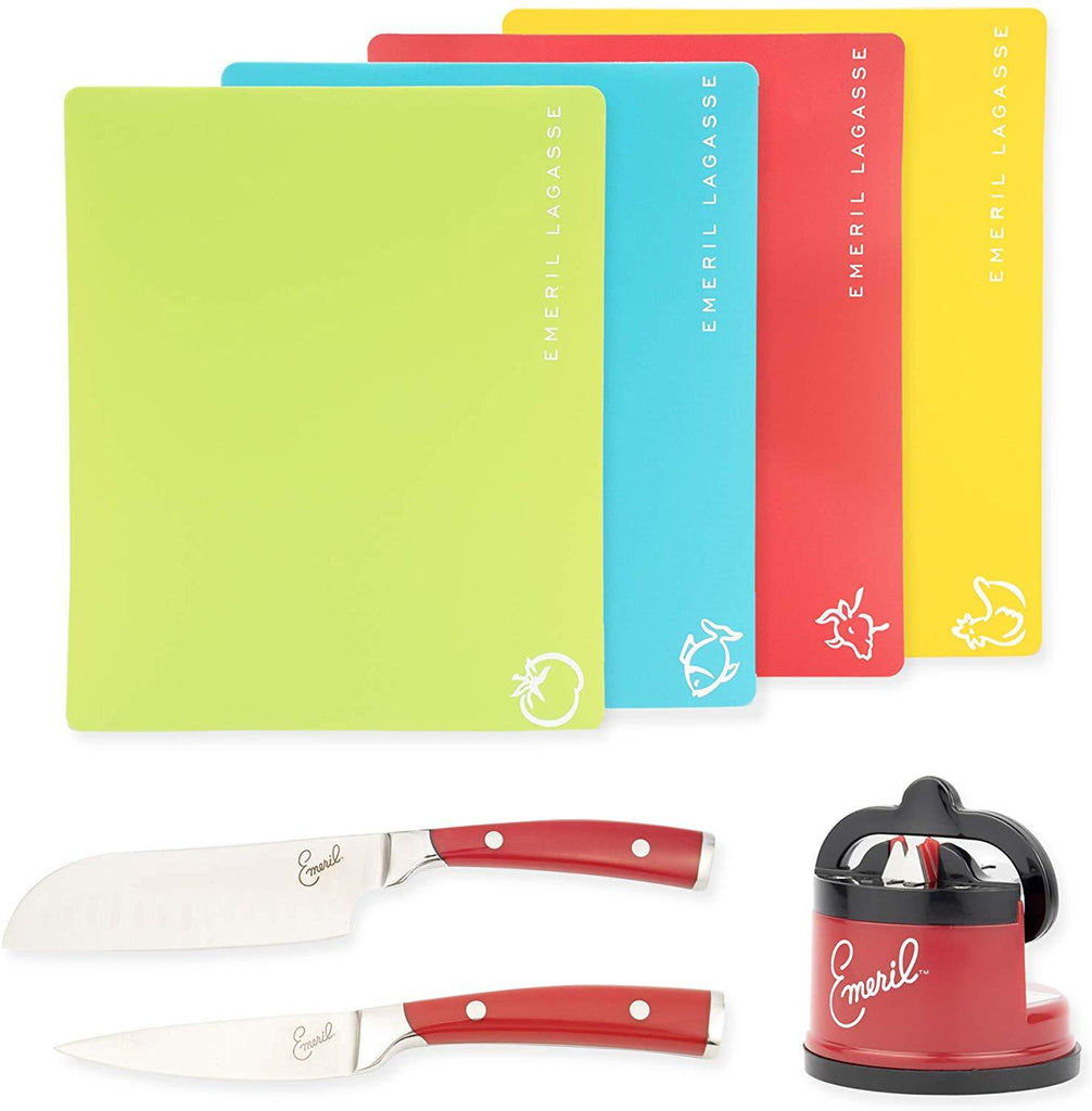 Emeril Lagasse Everyday 4-Piece Multi Colored Nonstick Cutting Board Mats | Crosshatched Grip Back