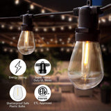 SUNTHIN Outdoor LED String Lights 48ft Long with Hanging Loops 16 Sockets and 2700K 17 Shatterproof LED S14 Bulbs Plastic Bulbs Included 1 Spare Waterproof ETL Approved Outdoor Indoor