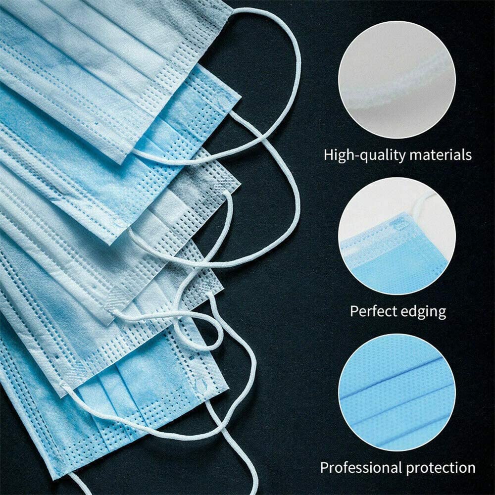 Anti Dust 3 ply Face Masks by Vigor Fusion ,10/20/50/100/200 Pcs Breathable Face Masks Elastic Earloop Dust Mask Mouth Cover Safety Mask Protection from Dust, Pollen (20pcs)