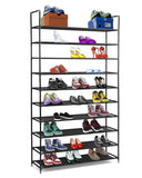 Halter 10 Tier Stackable Shoe Rack Storage Shelves - Stainless Steel Frame Holds 50 Pairs of Shoes - 39.125