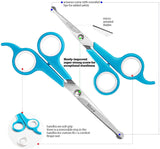 Elfirly Dog Grooming Scissors Set - 2 Pet Grooming Scissors – Safe Rounded Tips – 1 Small Micro Serrated Dog Trimming Scissor For Face, Ear, Nose & Paw + 1 Larger Dog Scissor