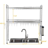 1208S 304 Stainless Steel Over Sink Drying Rack Dish Drainer Rack&Kitchen Organizer (Double Groove-Double-layer)