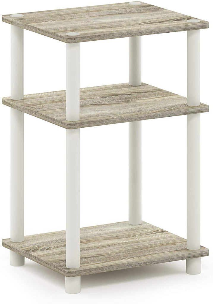 FURINNO Just 3-Tier End Table, 1-Pack, White/White