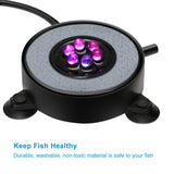 DXCEL LED Aquarium Air Bubble Light Fish Tank Air Curtain Bubble Stone Disk with 6 Color Changing LEDs