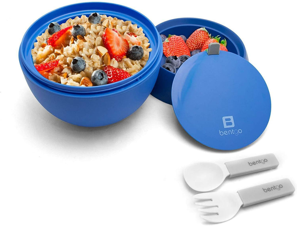 Bentgo Bowl (Blue) – Insulated, BPA-Free Lunch Container with Collapsible Utensils Set – Leakproof Bowl Holds Soups, Stews, Noodles, Hot Cereals & More On-the-Go