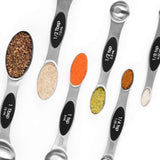 Magnetic Measuring Spoons, Set of 7 Stainless Steel Spoons with Leveler,Double-Sided Spoons, Stackable Teaspoon and Tablespoon for Dry and Liquid Ingredients- for Home Kitchen