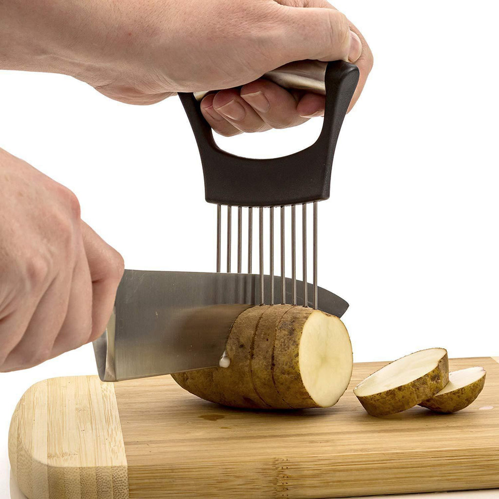 HanleyDepot Onion Slicer Holder Stainless Steel, Vegetable Holder for Slicing