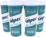 Wipex Natural Gym & Fitness Equipment Wipes for Personal Use - Lemongrass, Eucalyptus & Vinegar- Great for Yoga Mats, Pilates, Home Gym, Peloton, Spas - 4pk, 300 Wipes
