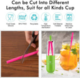 Reusable Collapsible Silicone Drinking Straws, 4 Pieces Extra long Flexible Bendy Straw, 4 Cleaning Brushes and Portable Case, 30oz and 20oz Tumblers Compatible by Unihoh