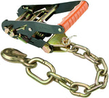 VULCAN ProSeries Orange 2 Inch x 96 Inch Lasso Auto Tie Down with Chain Anchors - 3300 lbs. Safe Working Load, 4 Pack - Easily Trailer Any Car, Truck, SUV, Jeep, Or Sportscar