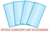 Fluorescent Light Covers Cozy Shades - Softening Light Filter, Light Diffuser for Game Room, Classroom, Office, Kids Bedrooms, or Hospital Room 48 x 24 inches - Set of 4 - Tranquil Sky Blue