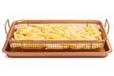Chef’s Star Copper Crisper Tray - Ceramic Coated Cookie Tray & Mesh Nonstick Basket - Healthy Oil Free Air Frying Option For Chicken, French Fries, Onion Rings & More