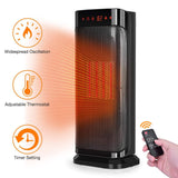 TRUSTECH Electric Space, 750W 1500W Fast Heating Portable Oscillating Ceramic Tower Heater for Office Home Use, with Remote Control, Auto Shut, Black