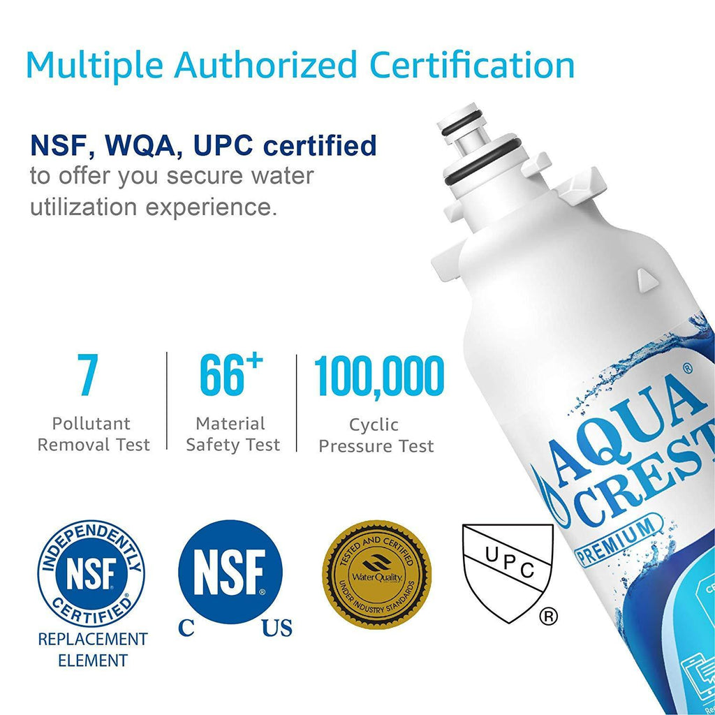 AQUACREST NSF 53&42 ADQ73613401 Refrigerator Water Filter, Compatible with LG LT800P, ADQ73613402, Kenmore 9490, 46-9490 (Pack of 2)