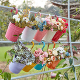 10 Pieces 4 inch of Galvanized Metal Iron Colorful Hanging Succulent Flower Planter Pots Bucket Baskets for Windows Wall Fence and Balcony Garden with Detachable Hook