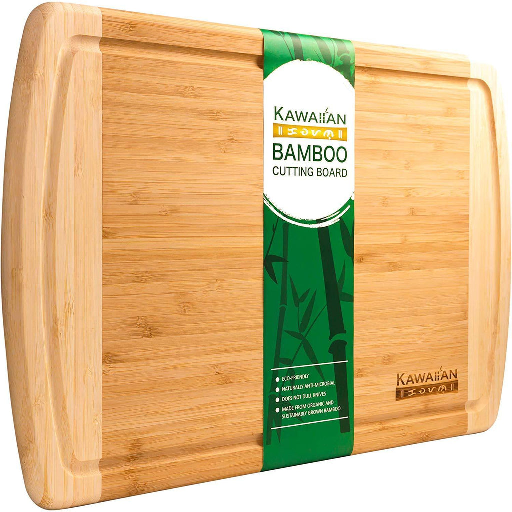 Professional Grade, Bamboo Cutting Board by Kawaiian - Precision Cutting Surface & Easy Clean Up - Extra Large, 18x12.5 inches - 100% Organic, Top Quality Wood Cutting Boards for Kitchen