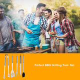 Ordekcity BBQ Grill Tools Set - 5 Piece Grill Accessories Stainless Steel Grill Utensils Set Barbecue Tongs, Complete Outdoor BBQ Accessories
