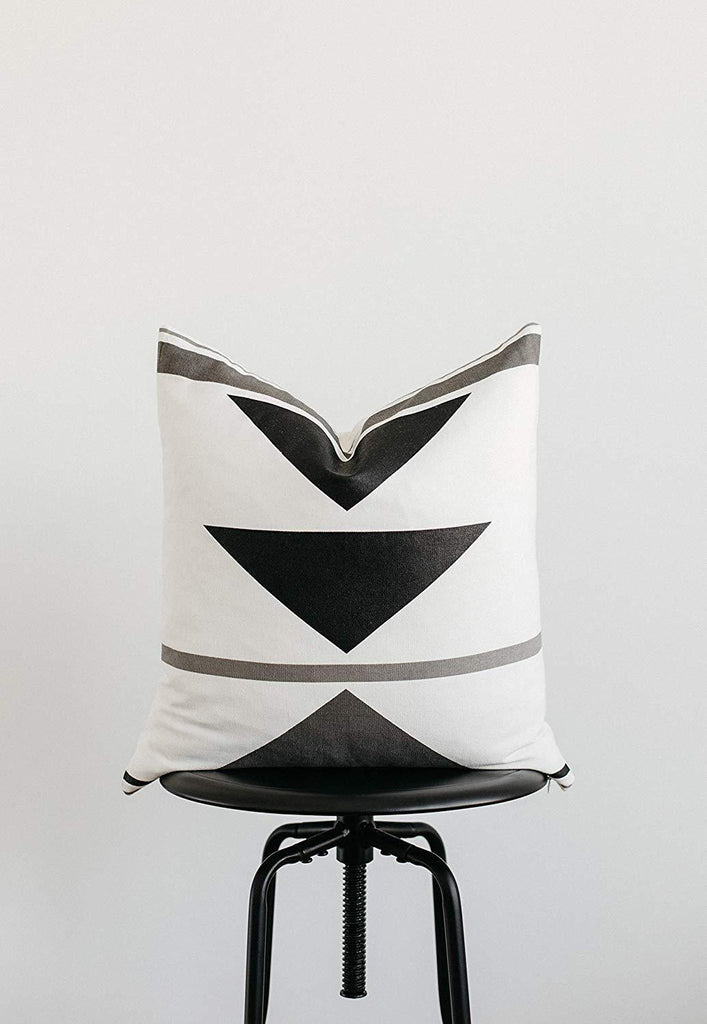 Woven Nook Decorative Throw Pillow Covers ONLY for Couch, Sofa, or Bed Set of 4 18x18 20x20 and 22x22 inch Modern Design 100% Cotton Black White Geometric Faux Leather Zulu Set (18'' x 18'')