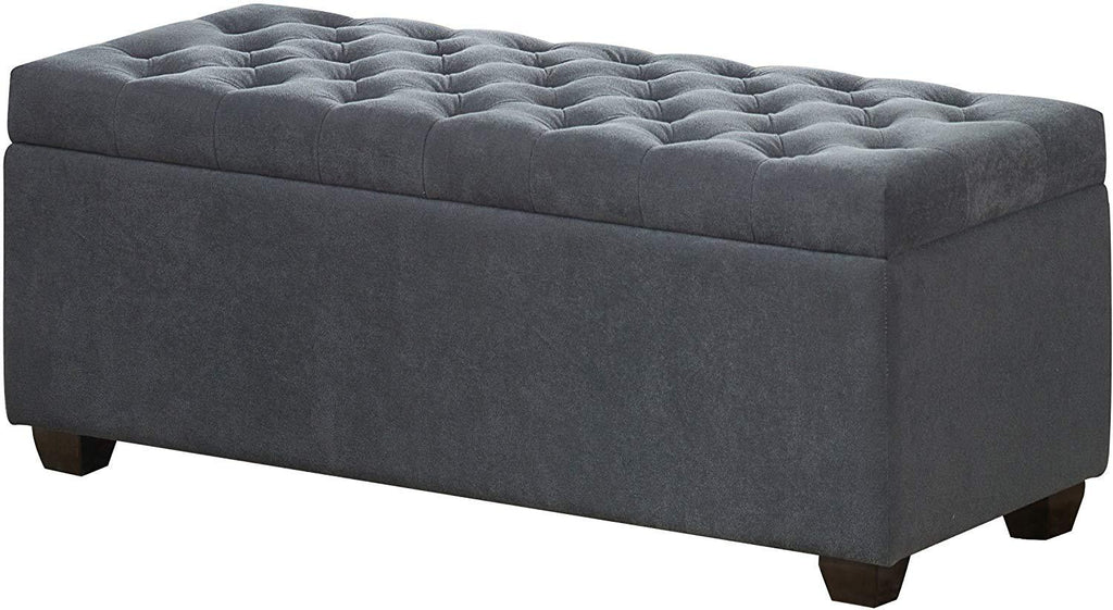 Homelegance  Tufted Fabric Lift-Top Storage Bench, Grey