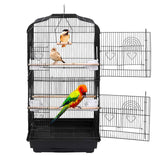 SUPER DEAL 59.3''/53'' Rolling Bird Cage Large Wrought Iron Cage for Cockatiel Sun Conure Parakeet Finch Budgie Lovebird Canary Medium Pet House with Rolling Stand & Storage Shelf