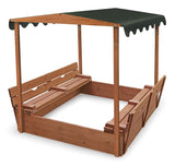 Badger Basket Covered Convertible Cedar Sandbox with Canopy and Bench Seats