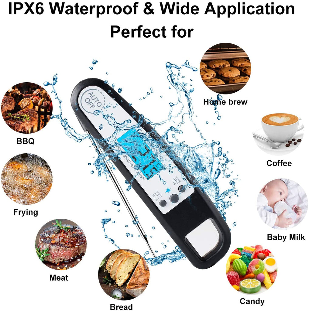 A ALPS Waterproof Instant Read Meat Thermometer Ultra Fast Digital Thermometer with LCD Backlight Display Kitchen Cooking Oven Thermometer Food Thermometer