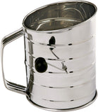 Veracity & Verve 3-Cup Stainless Steel Rotary Hand Crank Flour Sifter With 2 Wire Agitator