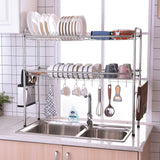 1208S 304 Stainless Steel Over Sink Drying Rack Dish Drainer Rack&Kitchen Organizer (Double Groove-Double-layer)