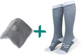 trtl Pillow & Trtl Socks Bundle - Scientifically Proven Super Soft Neck Support Travel Pillow & Trtl Compression Socks (Grey Pillow & Seattle Socks Size Small)