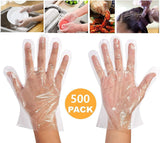 Disposable Clear Plastic Gloves - 500 Pieces Plastic Disposable Food Prep Gloves,Disposable Polyethylene Work Gloves for Cooking,Cleaning,Food Handling,Powder & Latex Free [ One Size Fits Most ]