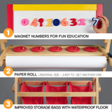 Kids Easel with Paper Roll +FREE Kids Art Supplies - Double Sided Childrens Easel Chalkboard / Magnetic Dry Erase Board - Toddler Easel by Evergreen Art Supply