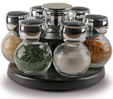 Palais Glassware Tournant Collection, Revolving Countertop Carousel Herb and Spice Rack with 3 Oz Glass Jars (Set of 12 Jars)
