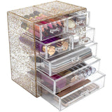 Sorbus Cosmetics Makeup and Jewelry Big Storage Display-Stylish Vanity, Bathroom Case, 4 Large, 2 Small Drawers, Clear
