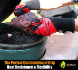 Grill Beast BBQ Glove Oven Mitts - Max Heat Resistant Grill & Cooking Pot Holders Set with Silicone & Aramid Kevlar