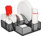 Cutlery Utensil Holder - Organizer Caddy for Cups, Forks, Spoons, Plates, Napkins, Condiments and More - Mesh Holder is Excellent for Silverware Organization