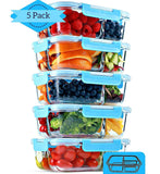 3 Compartment Glass Meal Prep Containers [5 Pack, 32 Oz] - Glass Lunch Containers, Food Storage Containers with Lids, Food Prep Containers, Glass Bento Box for Kids & Adults, Bento Lunch Box