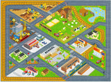 KC Cubs Playtime Collection Country Farm Road Map with Construction Site Educational Learning Area Rug Carpet for Kids and Children Bedroom and Playroom (5' 0