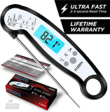 Kizen Instant Read Meat Thermometer- Waterproof Ambidextrous Thermometer with Backlight & Calibration.