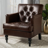 Great Deal Furniture Tufted Club Chair, Decorative Accent Chair with Studded Details - Pewter