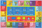 KC Cubs Playtime Collection Math Symbols, Numbers and Shapes Educational Learning Area Rug Carpet for Kids and Children Bedroom and Playroom (5' 0