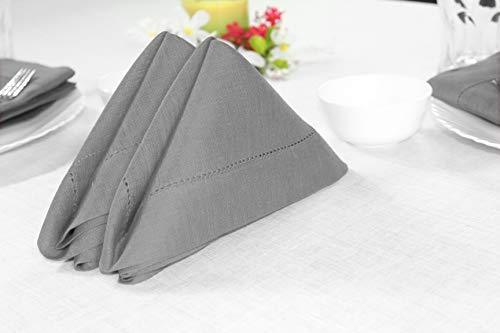 COTTON CRAFT 100% Linen Hemstitch Table Cloth - Size 60x108 Charcoal - Hand Crafted and Hand Stitched Table Cloth with Hemstitch detailing.